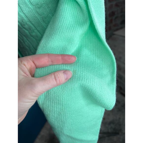 cardigan sweater cabled mint green vintage 1950s - Picture 8 of 10